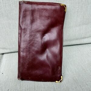 Cartier Vintage Must de Cartier Burgundy Leather Bifold Wallet Gold Corners 4x7